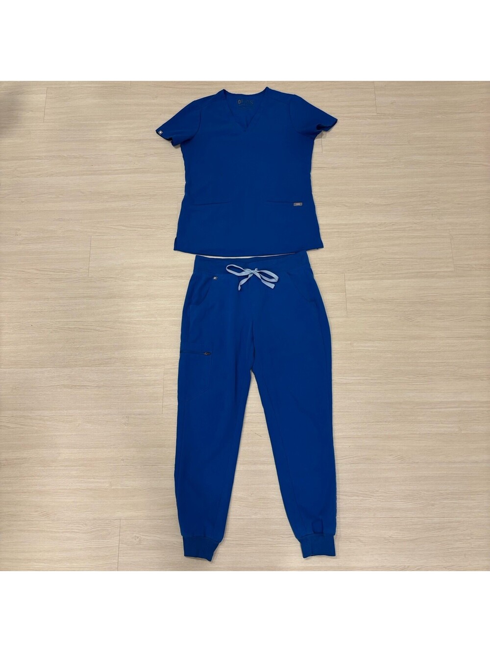 FIGS Royal Blue Scrub Set Womens XS Catarina V-Neck Top S Zamora Jogger Pants